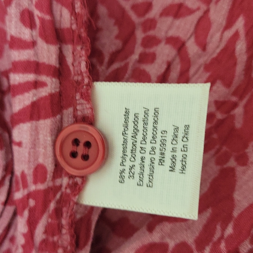 St. John's Bay Women's 1X Button up Top Blouse Shirt with Belt Red Light… - Picture 10 of 11